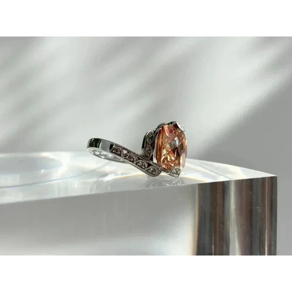 Bypass Shank Rose Gold Cubic Zirconia Stone Cushion Cut Sterling Ring - Sz 5 - Picture 10 of 10